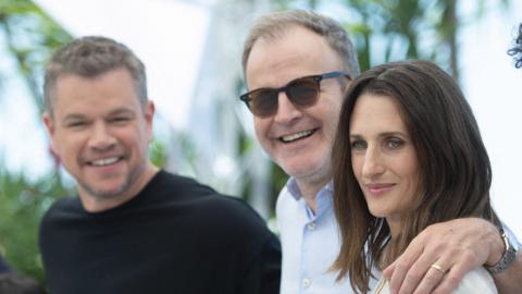 Matt Damon, Tom McCarthy et Camille Cottin au photocall cannois de Stillwater